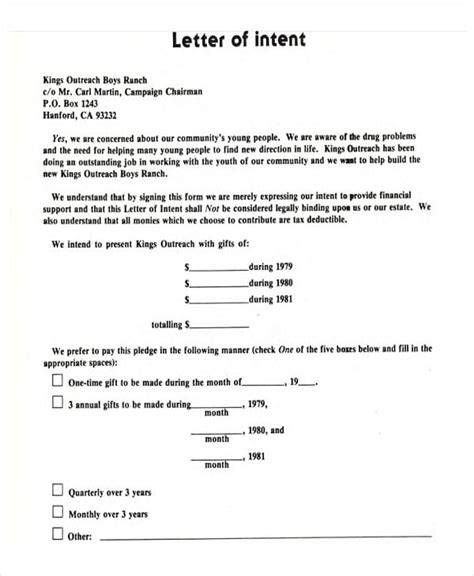 sample letter of intent asking for financial assistance.